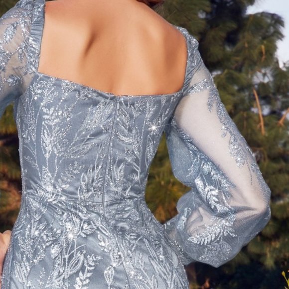 NEW LONG OFF SHOULDER MERMAID EMBROIDERED SEQUIN GOWN WITH ZIPPER BACK CD J816 - Picture 7 of 7